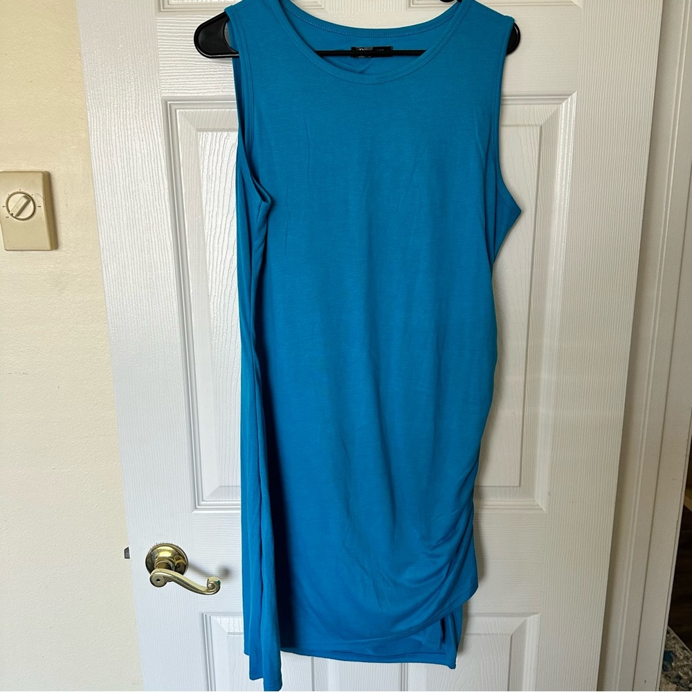 Blue dress with side ruching XL